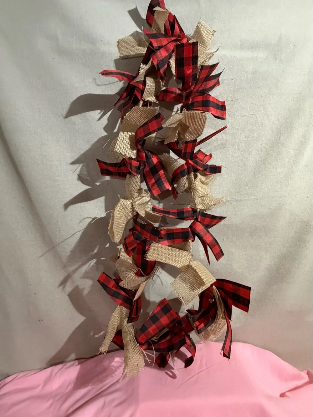 Red and Black Buffalo Check Holiday Tree Topper & Decorative Picks & garland